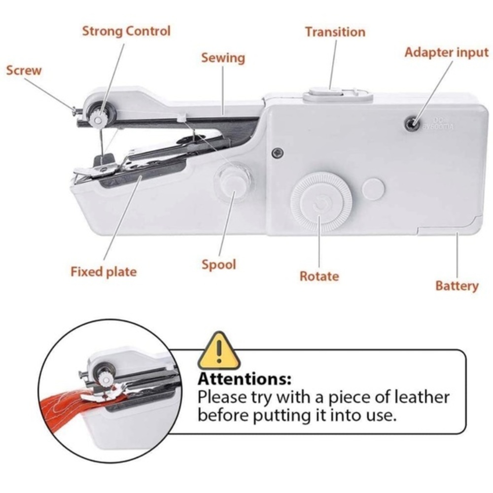 Handheld Single-Thread Sewing Machine, White - Picture 9 of 10